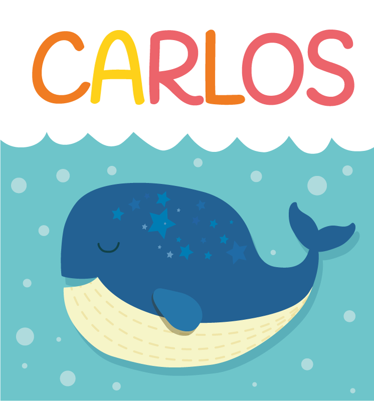 Rozmarná scéna s velrybou Vinylový koberec se jmény - TenStickers