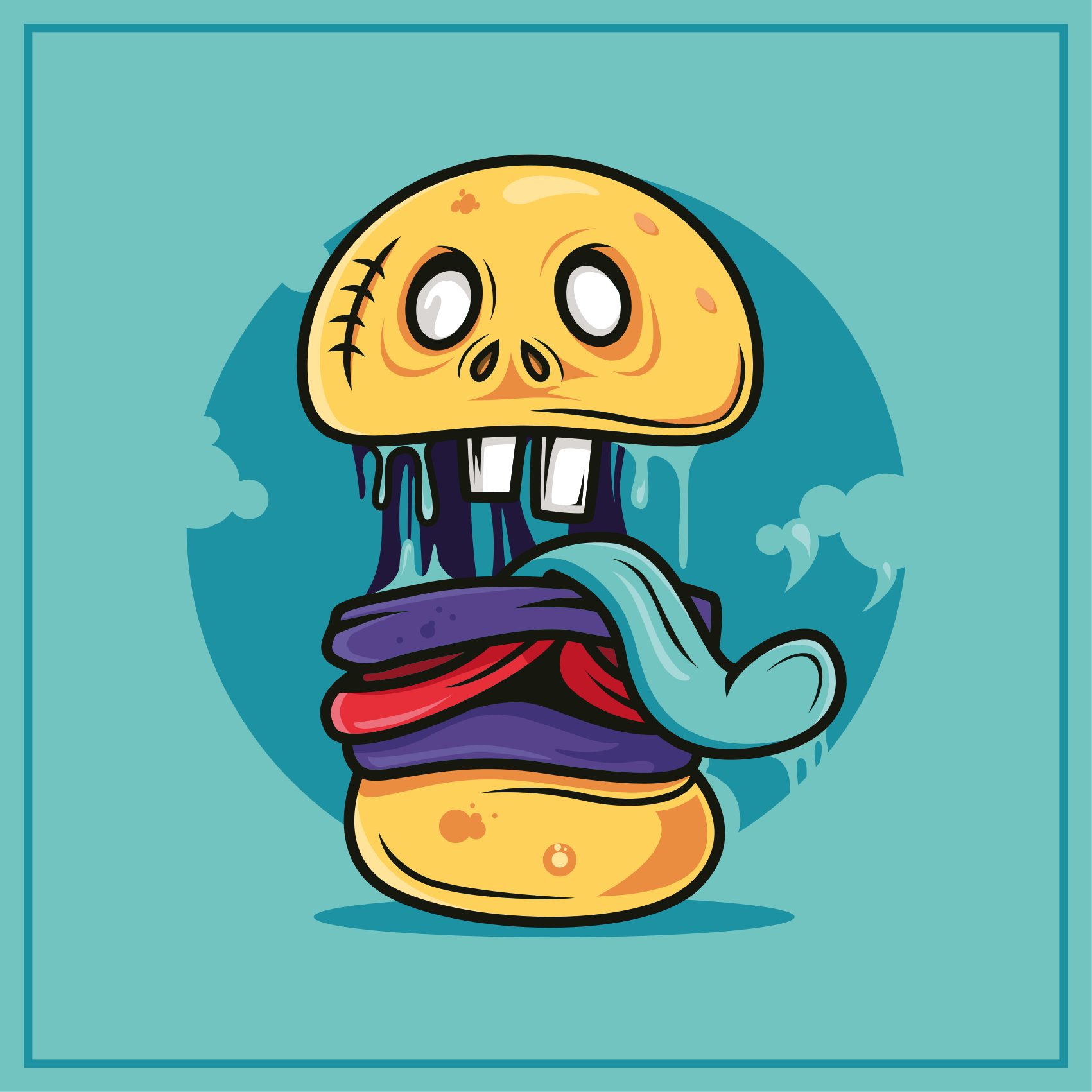 Zombie burger kreslený moderní koberec - TenStickers