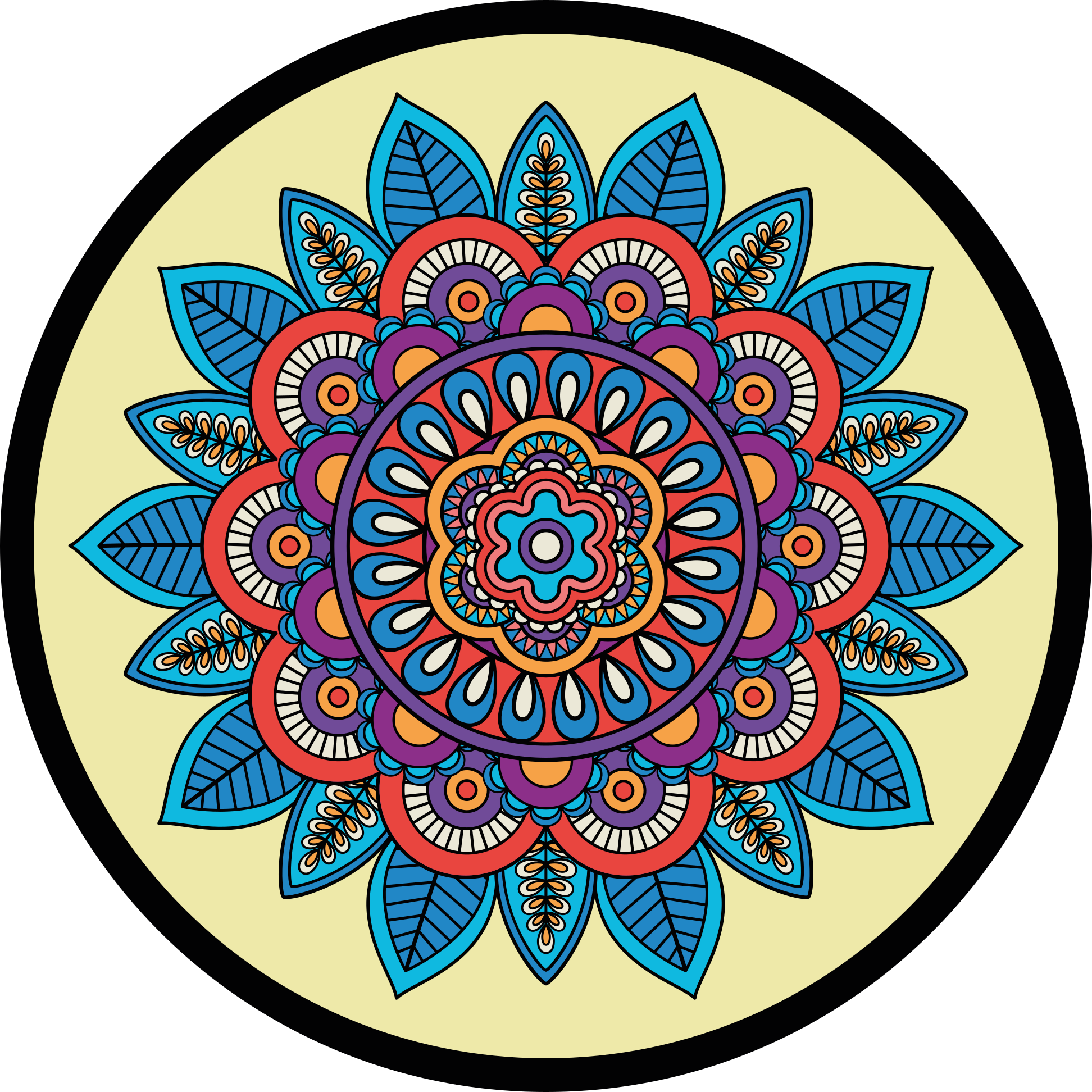 Barevný kruhový motiv Mandala vinylový koberec - TenStickers