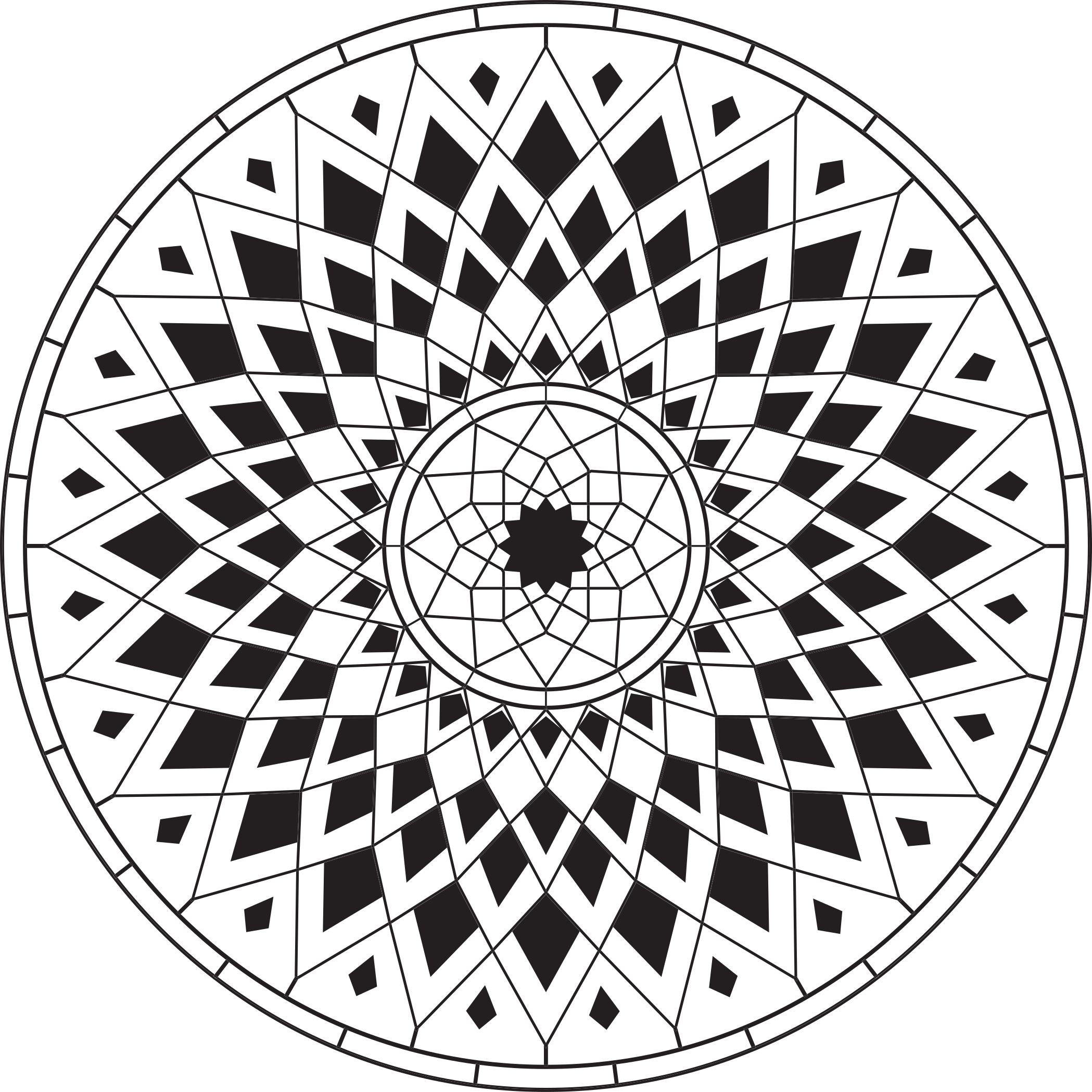 Složitý černý motiv Mandala vinylový koberec - TenStickers