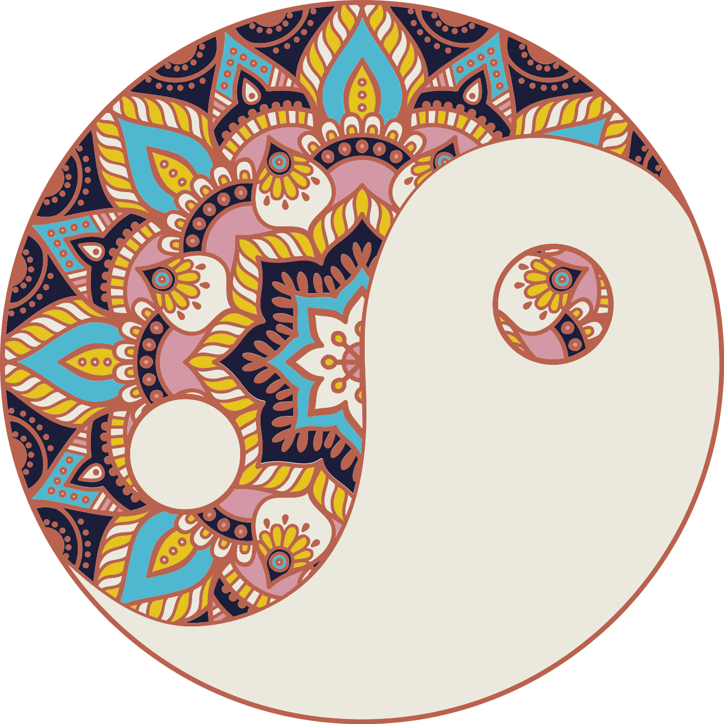Mandala vinylový koberec s motivem yin yang - TenStickers