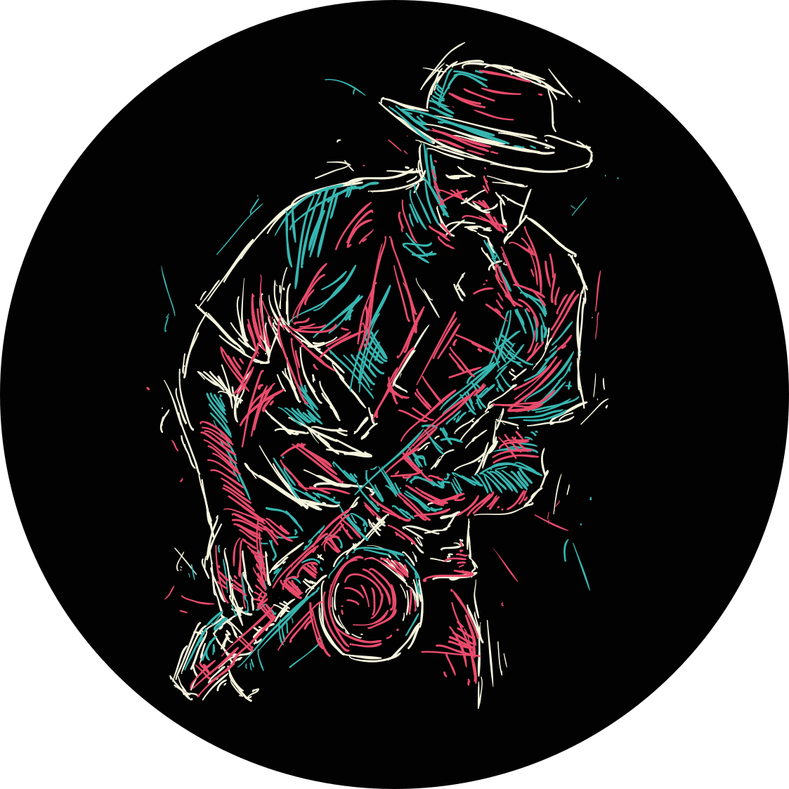 Vystoupení jazzového hudebníka Kulatý vinylový koberec - TenStickers