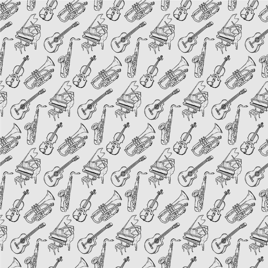 Doodle vzor hudebního čtvercového vinylového koberce - TenStickers