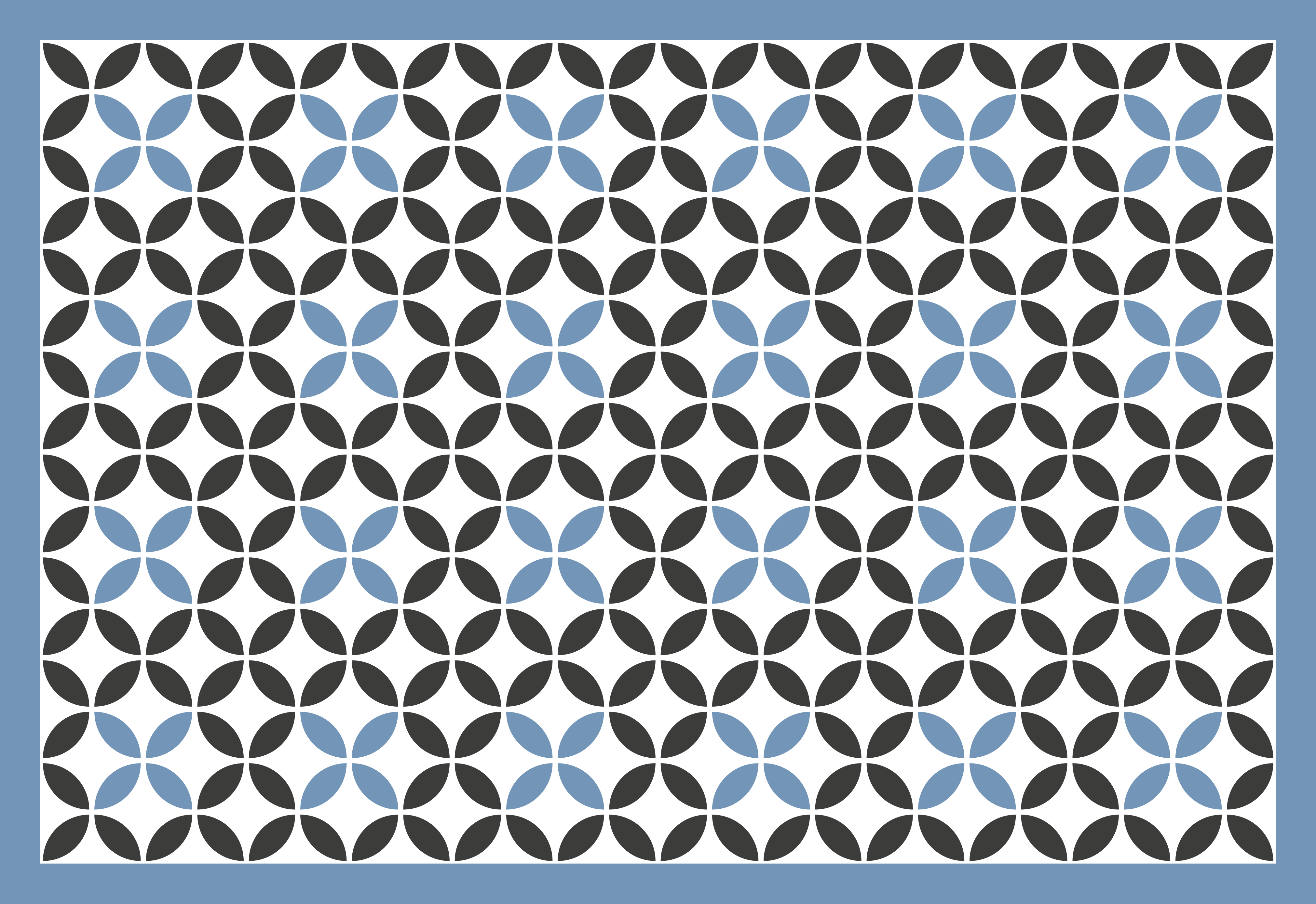 Překryvný modrý kruhový vzor Geometrický vinylový koberec - TenStickers