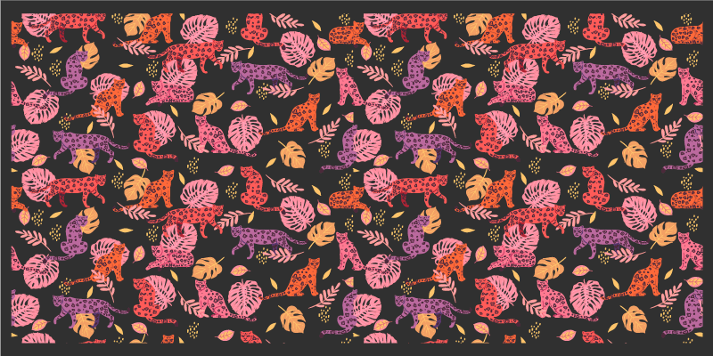 Barevné džunglové kočky Zvířecí vinylový koberec - TenStickers