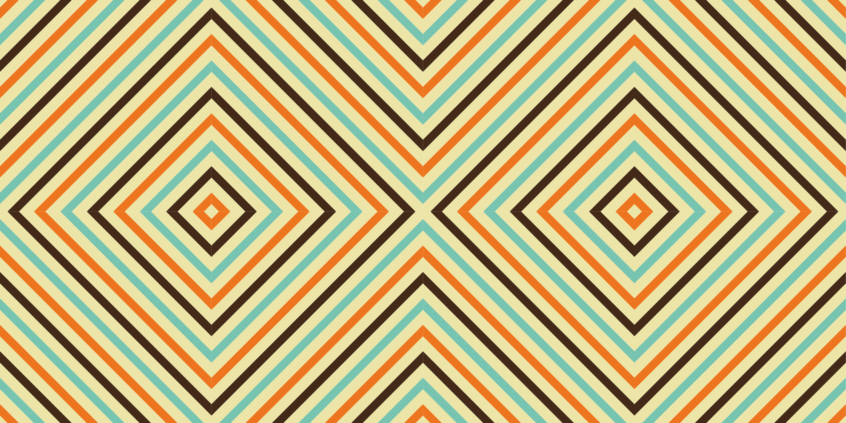 Vintage oranžový a modrý vzor obdélníkový koberec - TenStickers