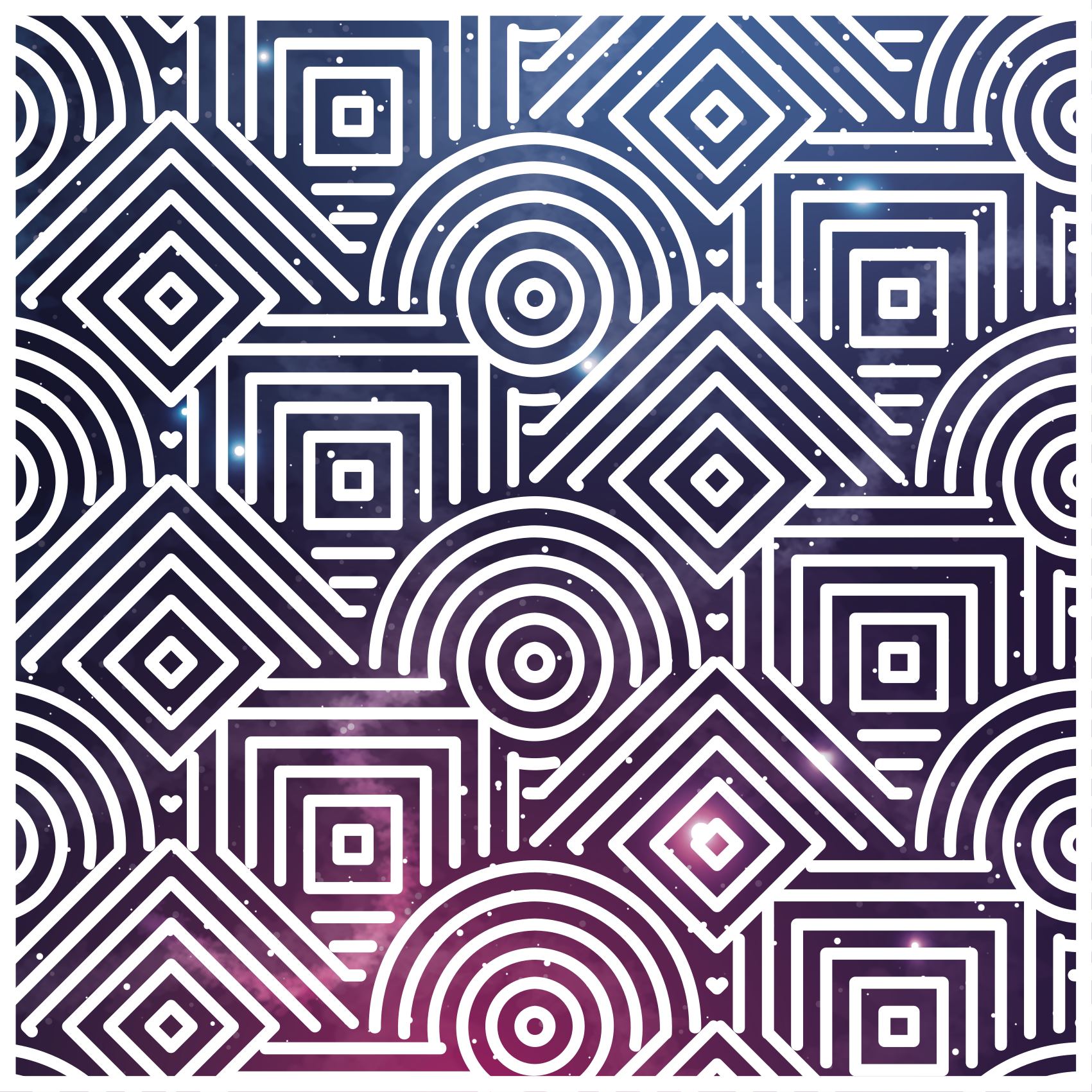 Složité kruhy a čtverce Geometrický vinylový koberec - TenStickers