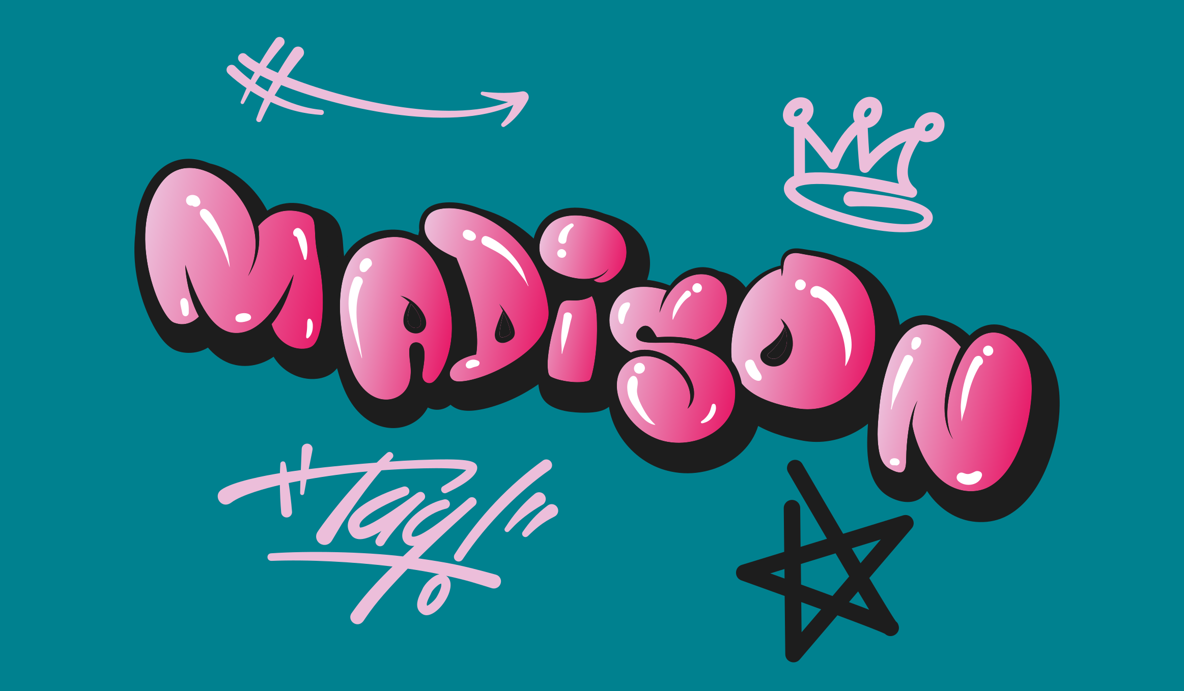 Růžový cool nápis graffiti přizpůsobený vinylový koberec - TenStickers