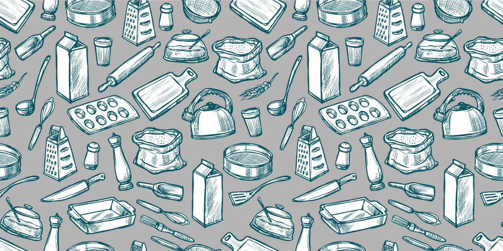 Vzor kuchyňského náčiní Kuchyňský vinylový koberec - TenStickers