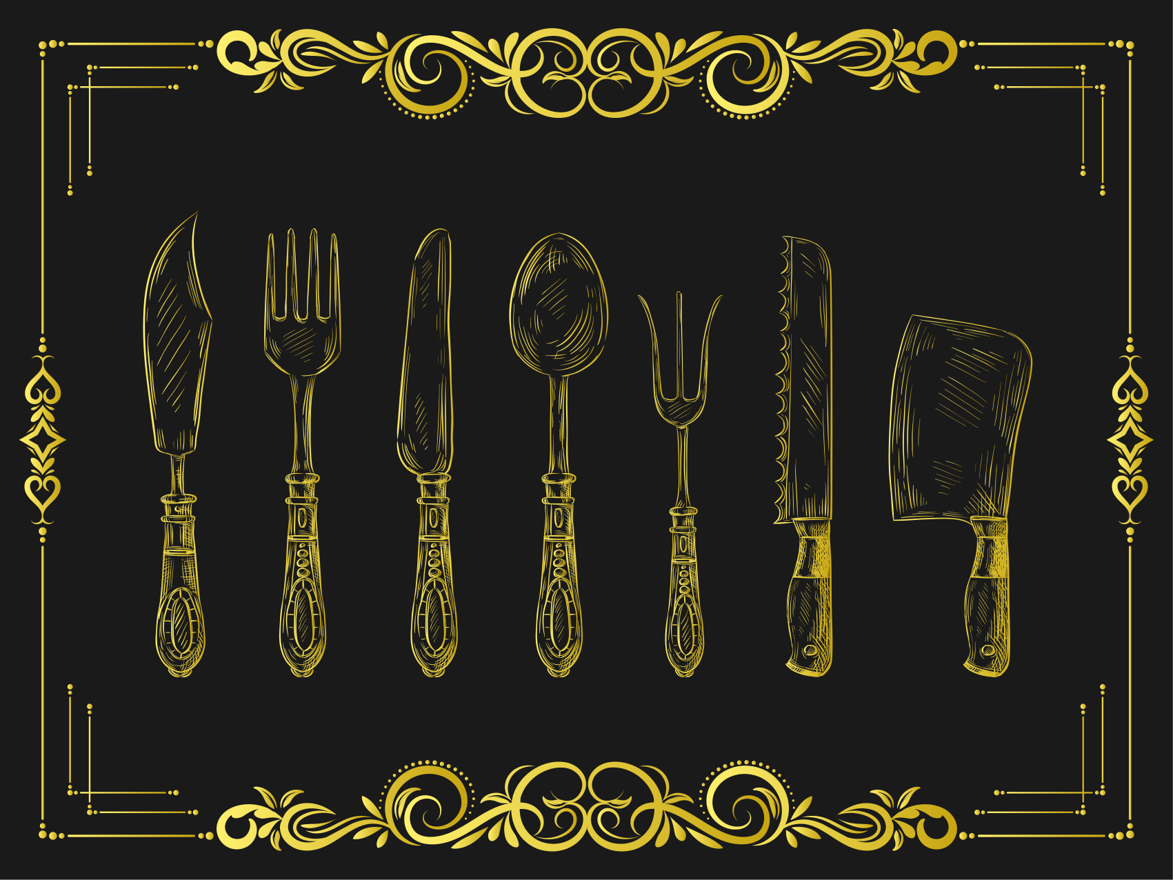 Obrys kuchyňského náčiní Kuchyňský vinylový koberec - TenStickers