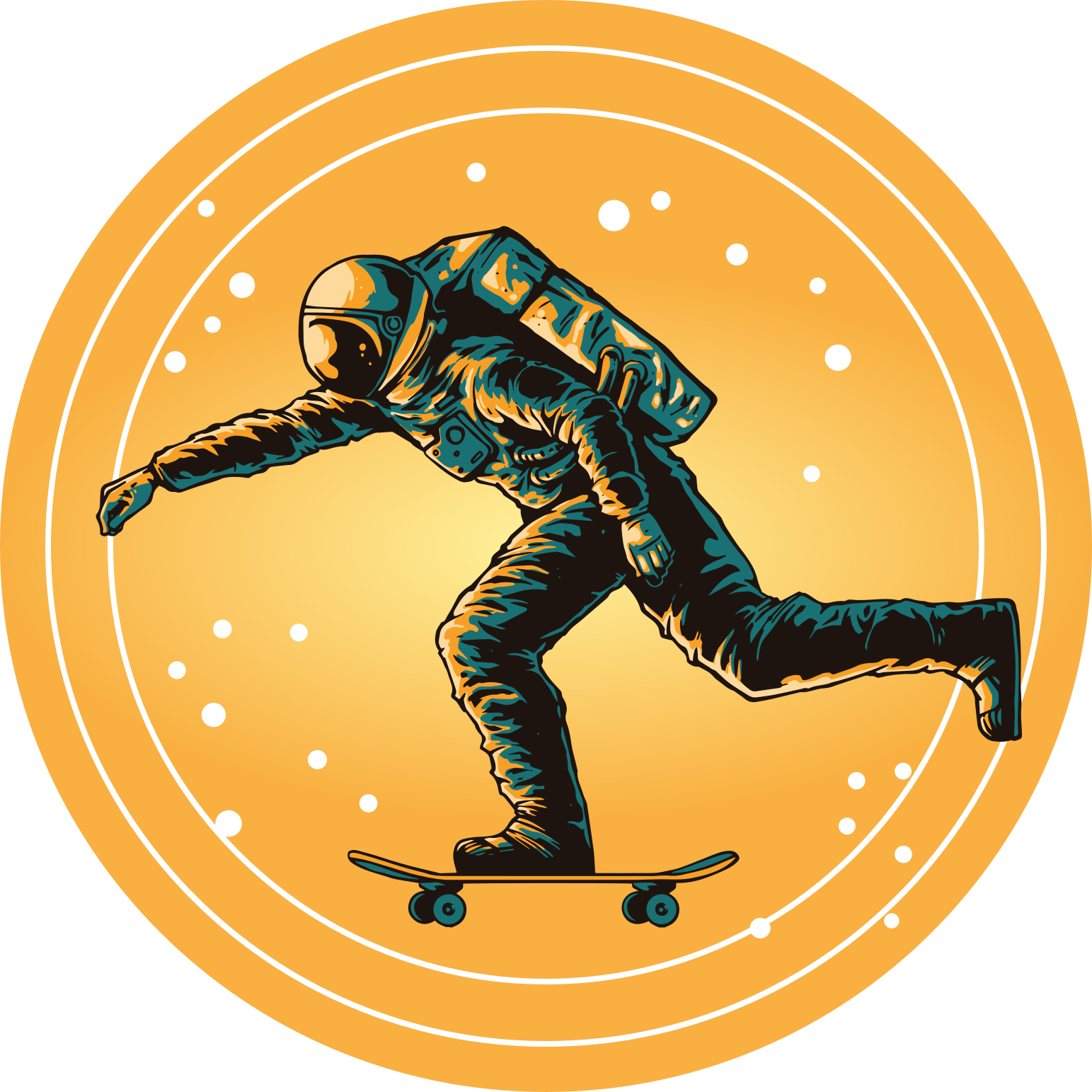 Vinylový koberec do ložnice pro astronauty na skateboardu - TenStickers