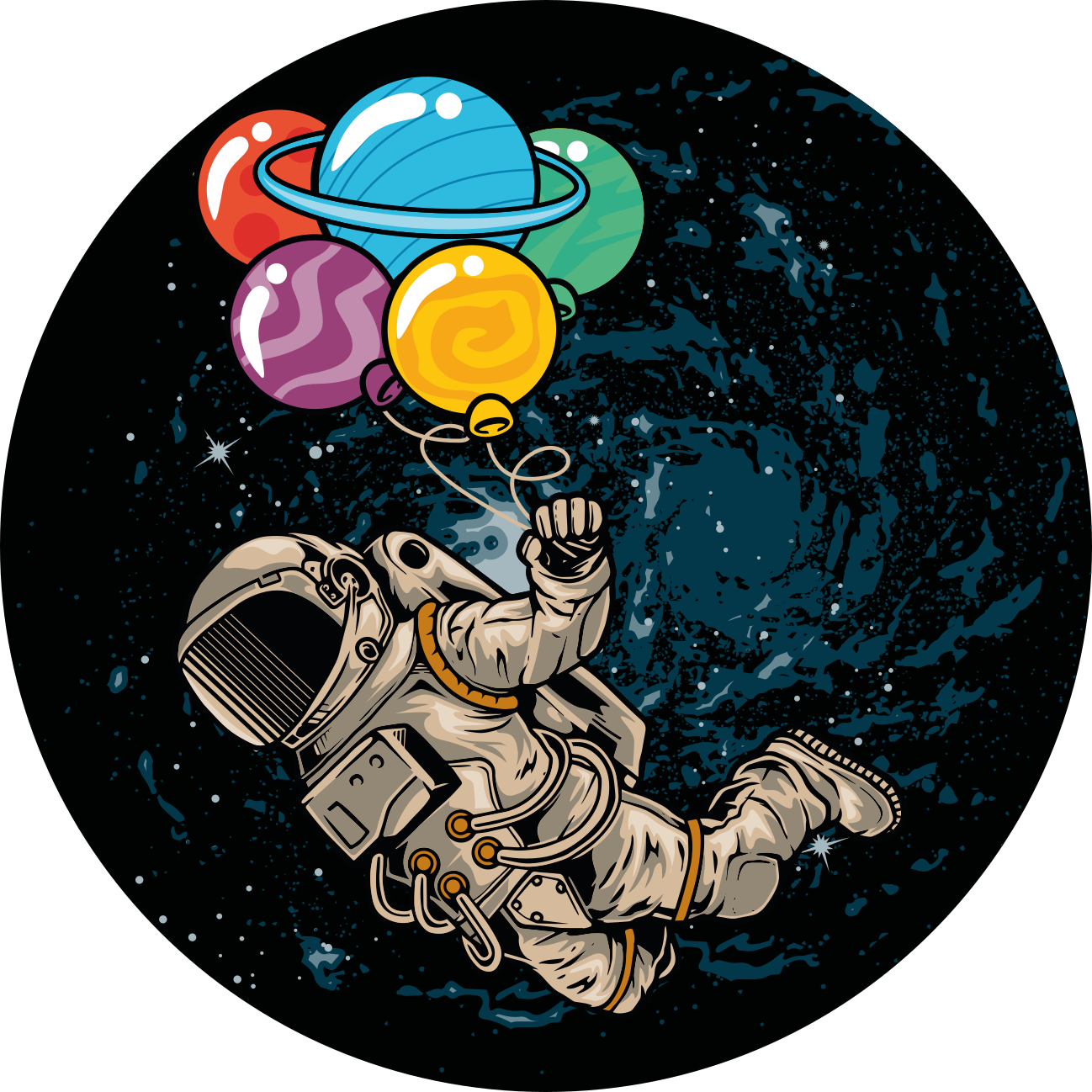 Astronaut s balónky Ostatní Vinylový koberec - TenStickers