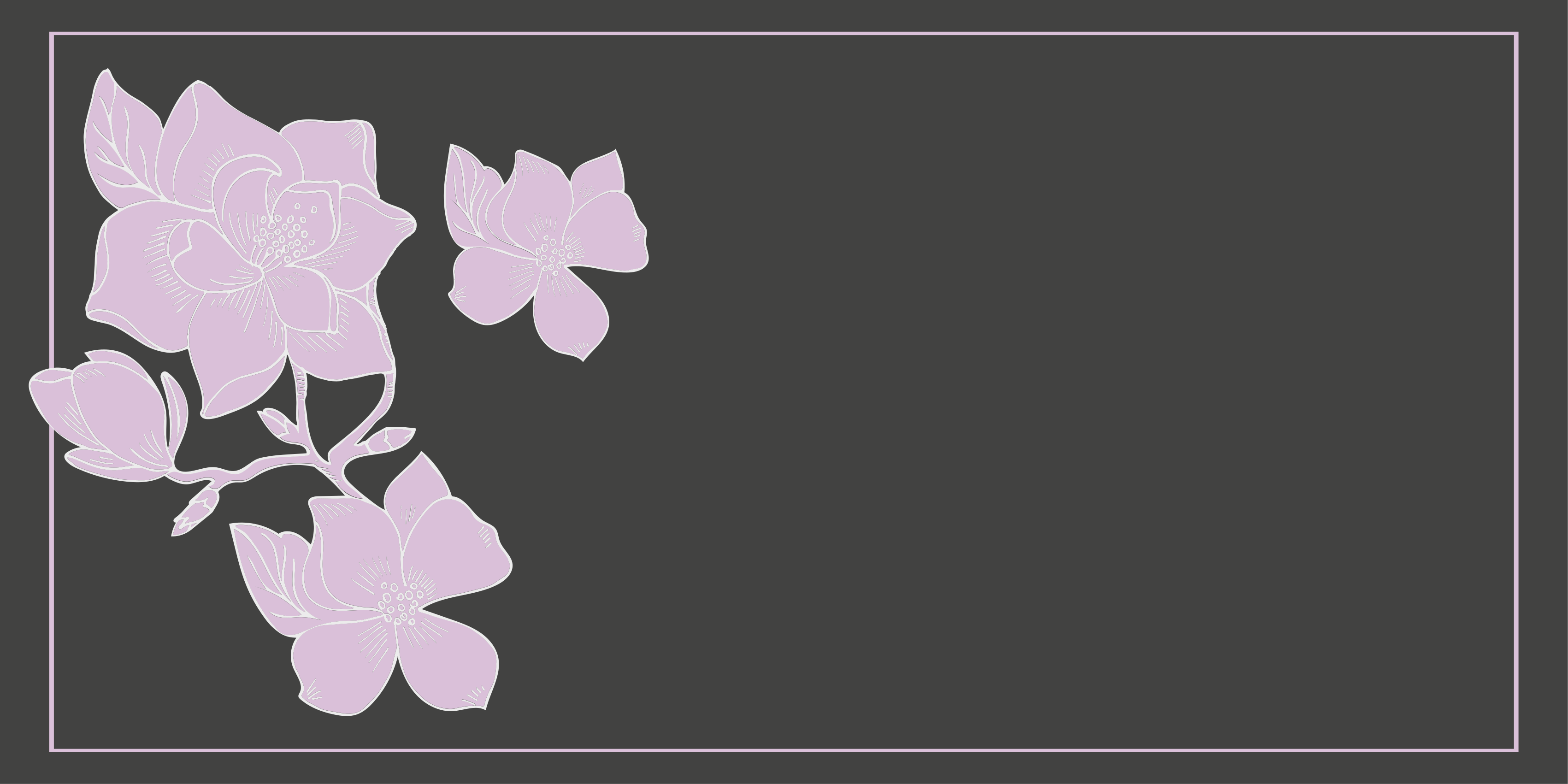 Růžové květy magnólie a listy květinový koberec - TenStickers