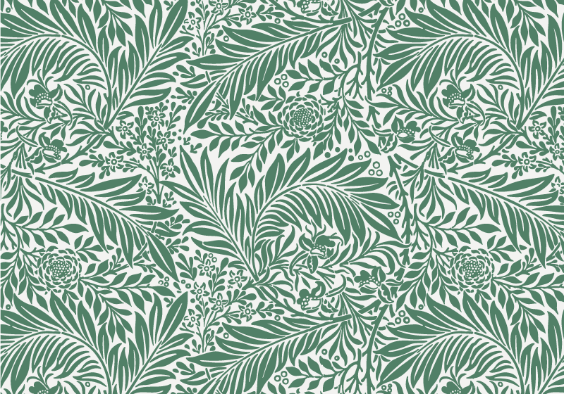 Tenké zelené listy vzor květinový koberec - TenStickers