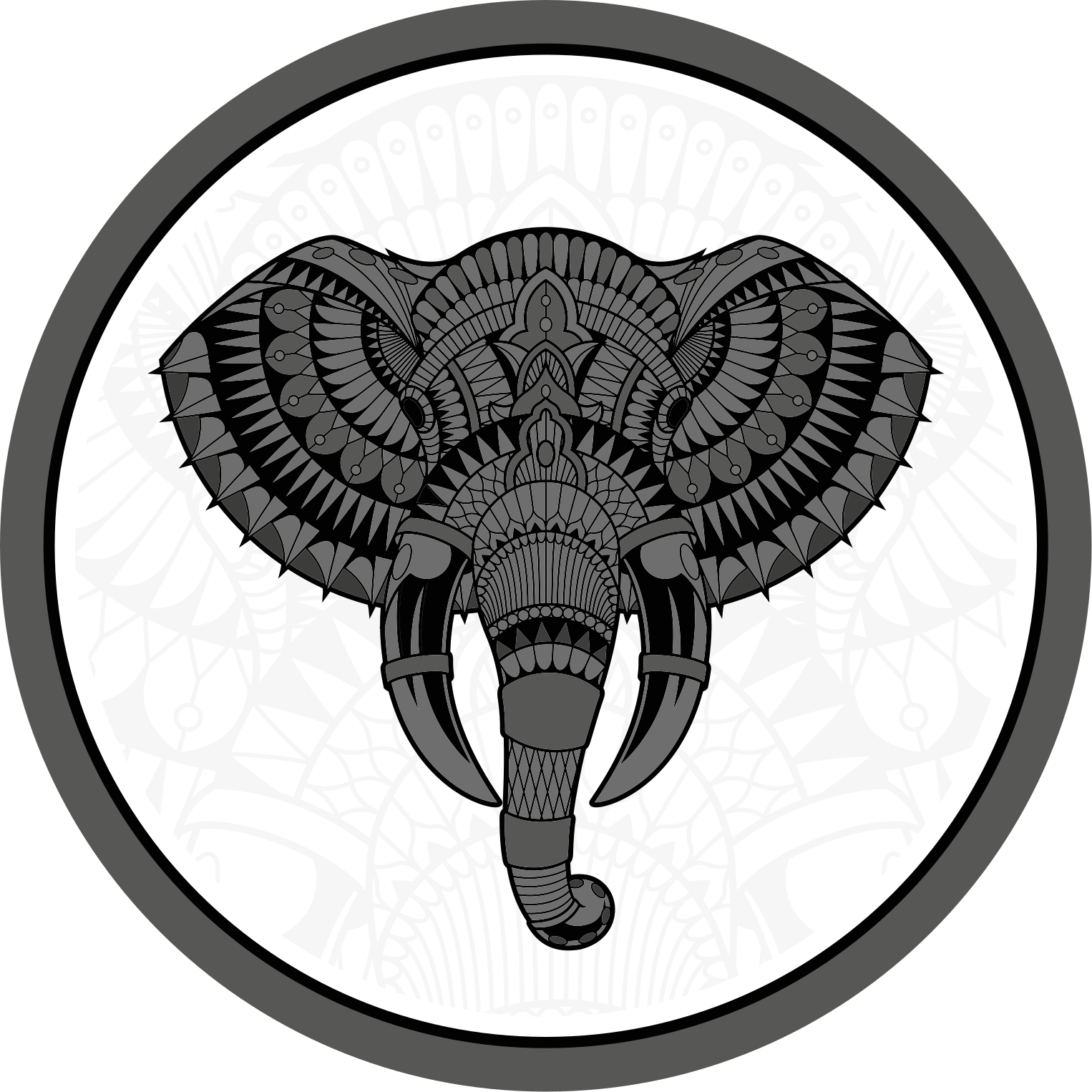 Zvířecí vinylový koberec sloní šedá mandala - TenStickers