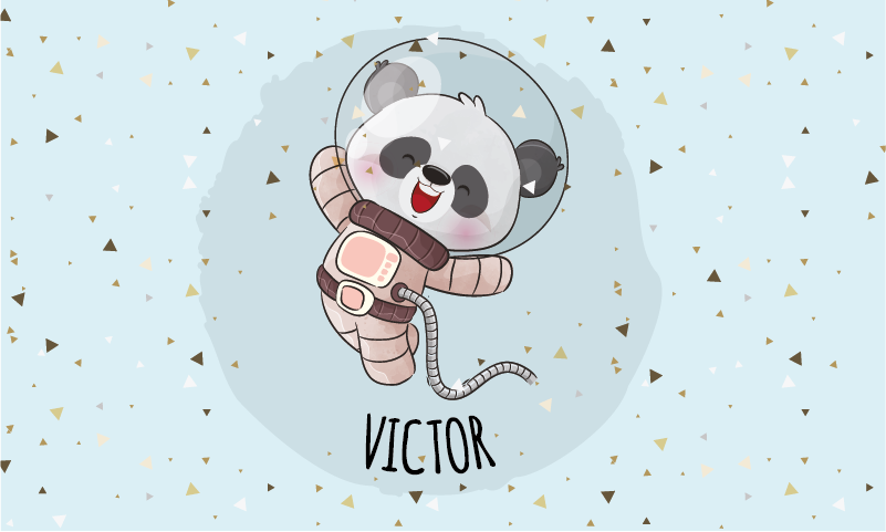 Roztomilá panda astronaut Vinylový koberec se jmény - TenStickers