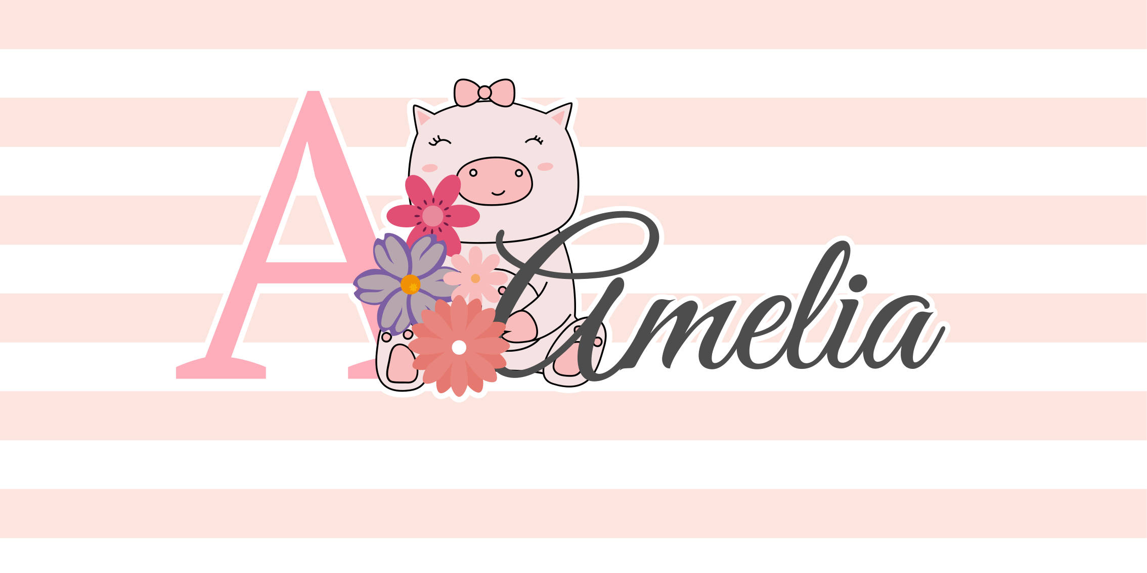 Roztomilé prase ilustrace Vinylový koberec se jmény - TenStickers