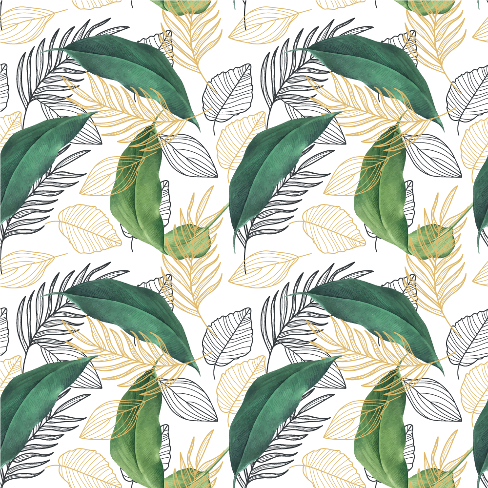 Bohatý listový prvek Přírodní vinylový koberec - TenStickers