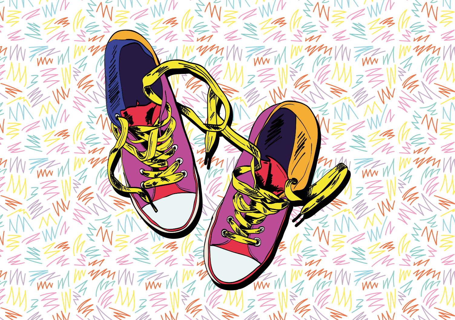 Converse ilustrace 80s boty vintage koberec - TenStickers