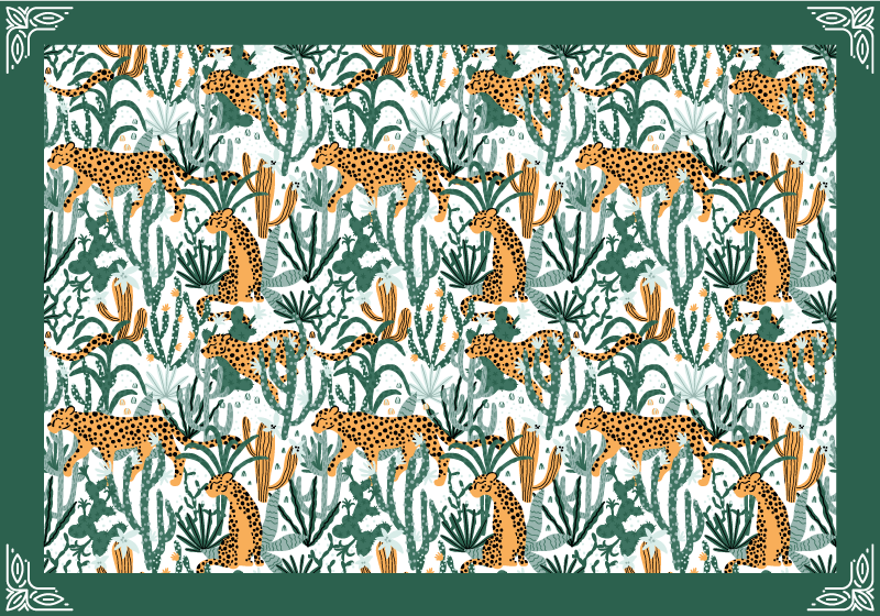 Prowling jaguáří džungle toile vinobraní koberec - TenStickers