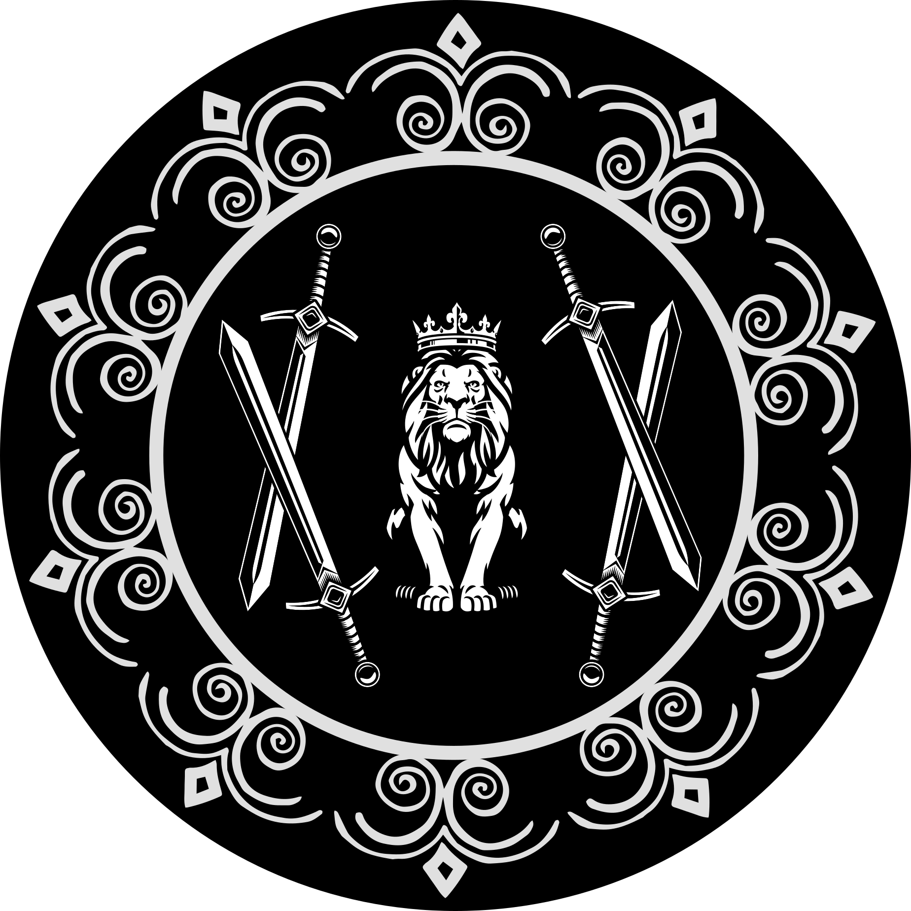 Majestátní lev symbol Kulatý vinylový koberec - TenStickers