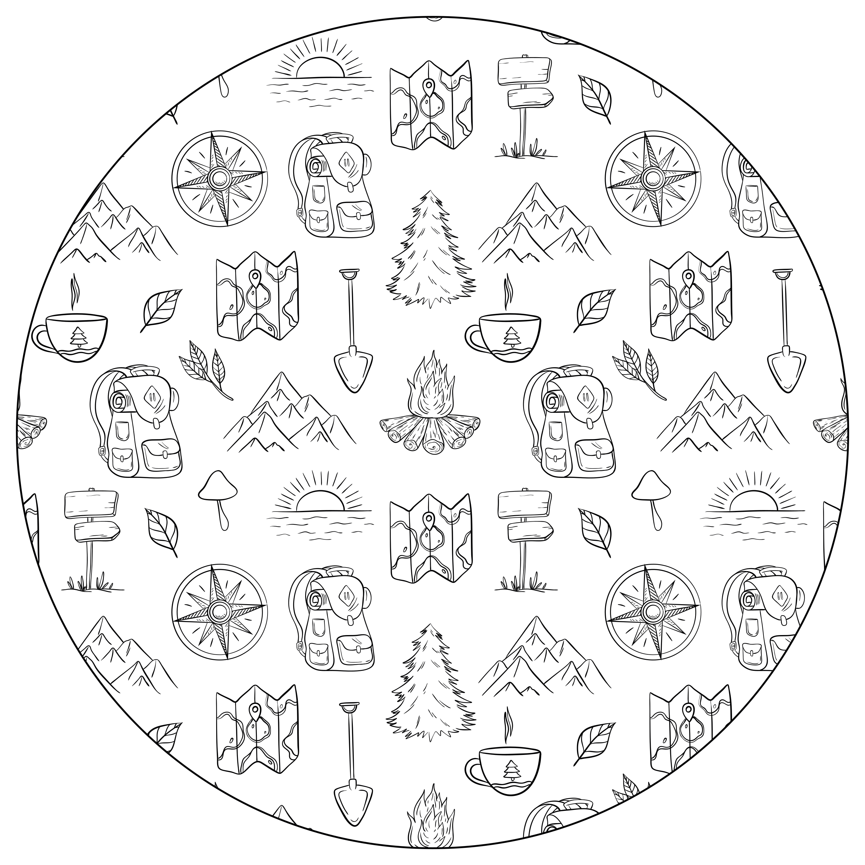 Ikony kempování a dobrodružství Ostatní Vinylový koberec - TenStickers