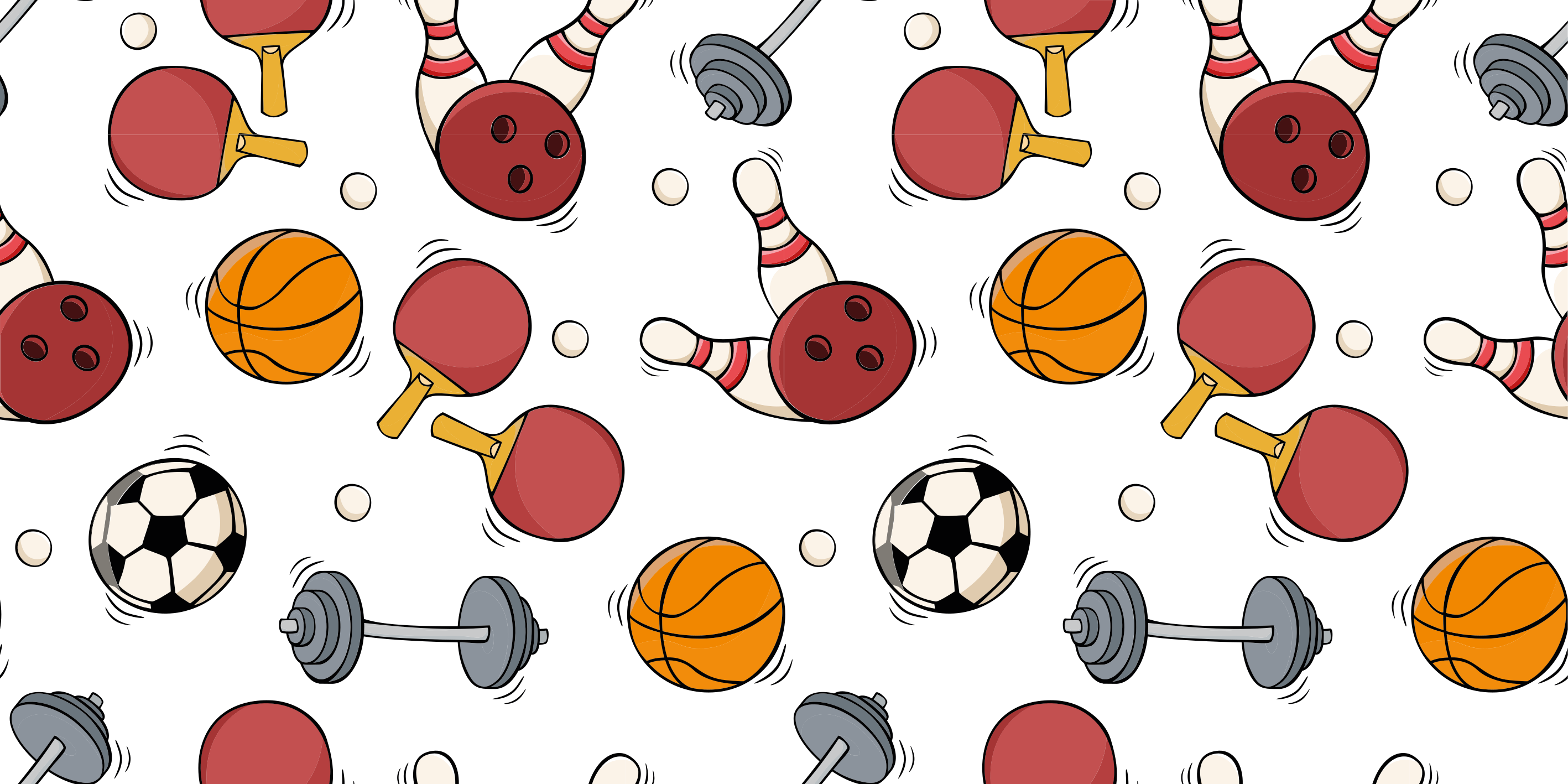 Sportovní vybavení v doodle stylu teen vinylový koberec - TenStickers