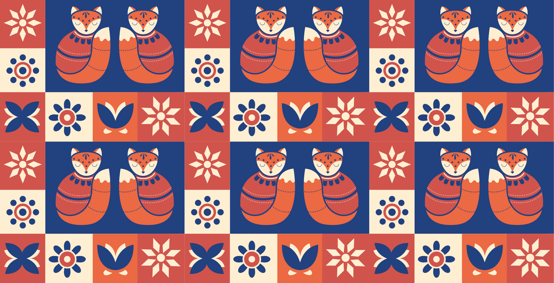 Barevné vzory lišek Ostatní Vinylový koberec - TenStickers