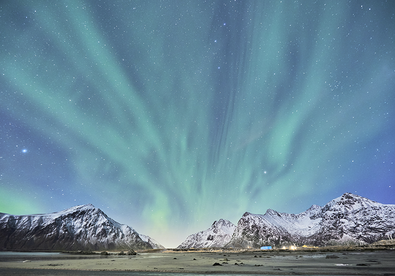 Aurora light in mountains ložnice koberec - TenStickers