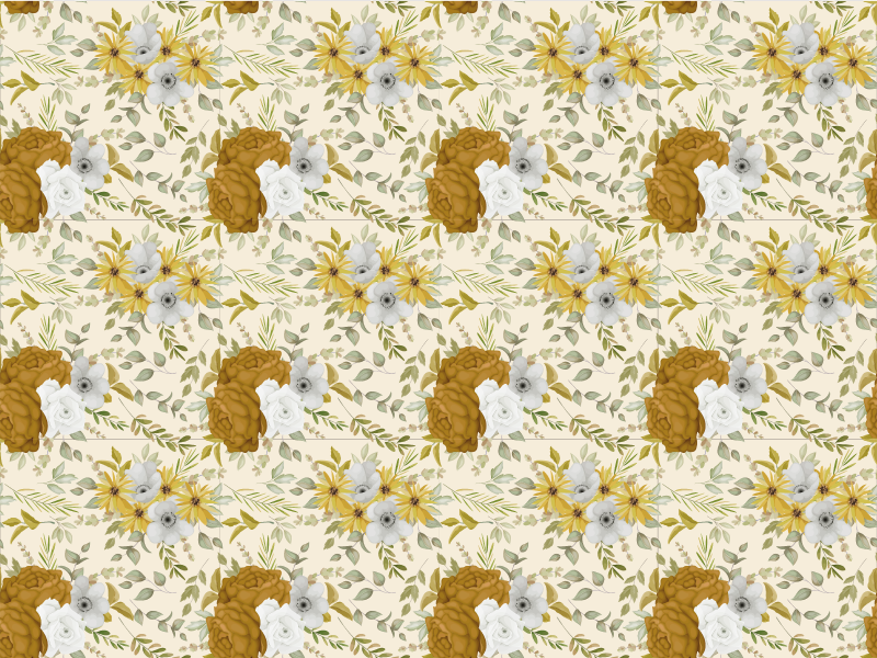 Botanický listový design Vinylový koberec s květinami  - TenStickers