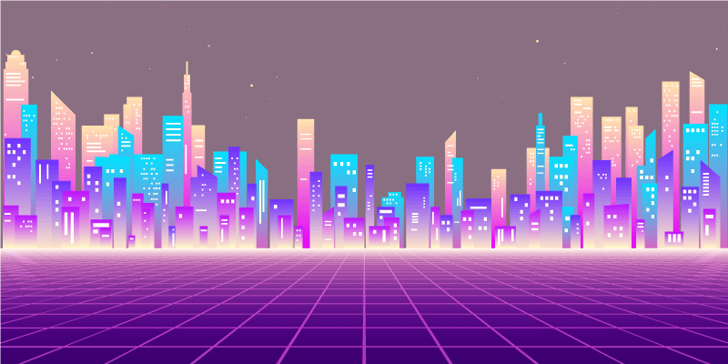 Neonový horizont panoráma města Moderní vinylový koberec - TenStickers