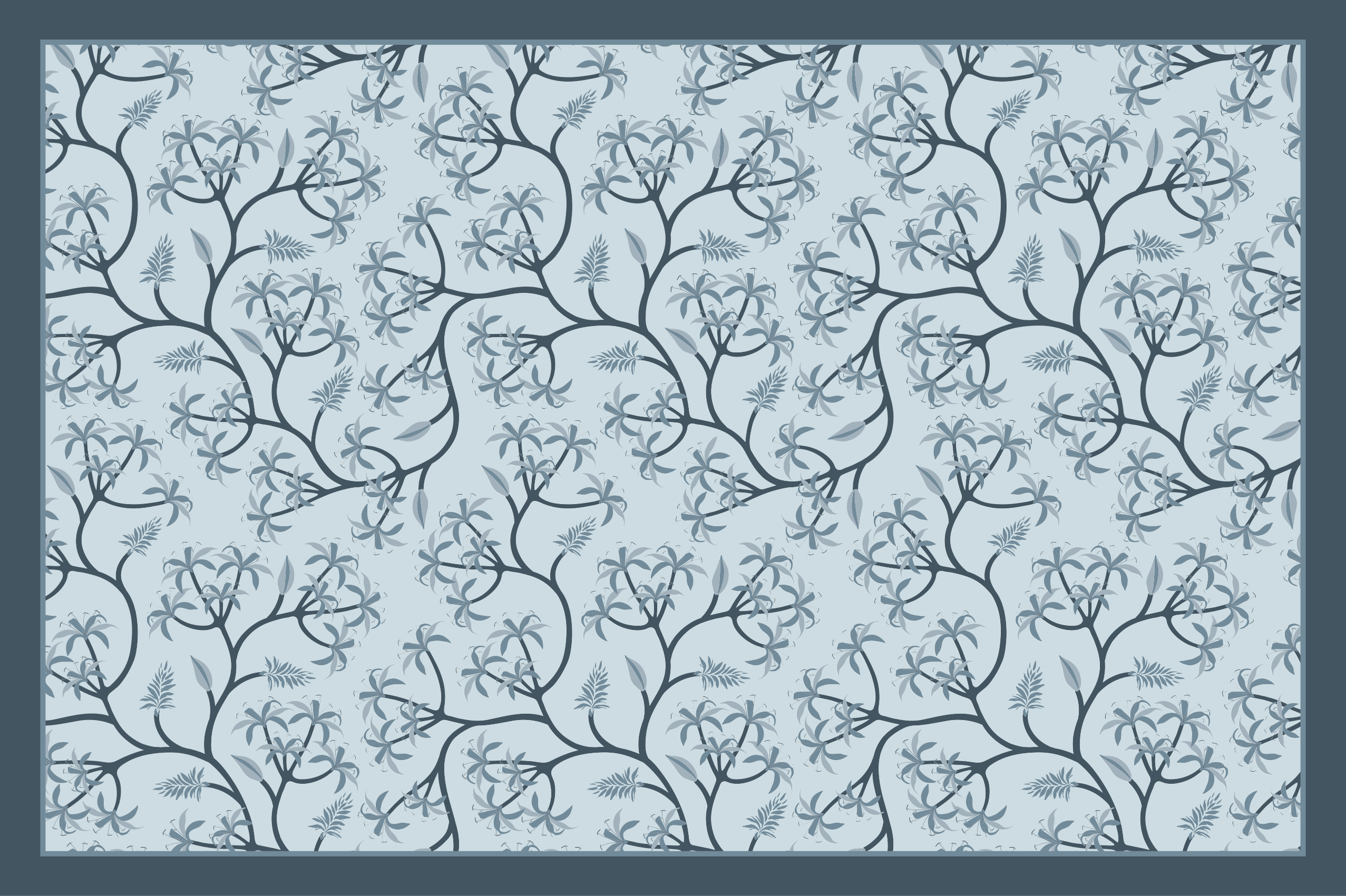 Klasický styl světle modrý květinový koberec - TenStickers