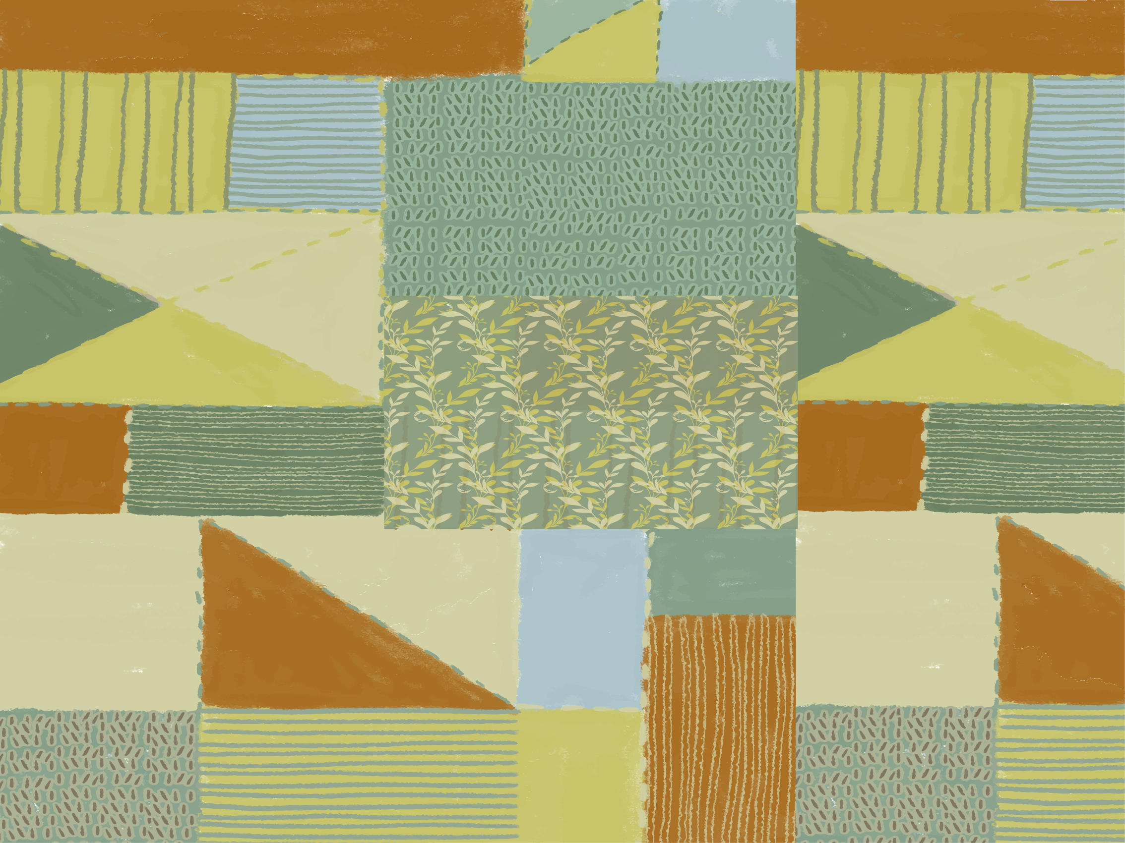 Geometrický vinylový koberec s patchwork vzorem - TenStickers