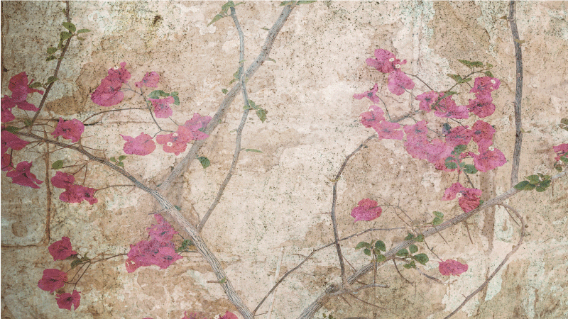 Vinylový koberec s květinami a rostlinami květná větvička - TenStickers