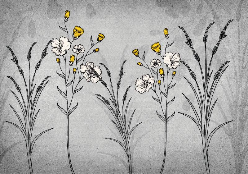 Skandinávský styl šedé rostliny příroda vinylový koberec - TenStickers