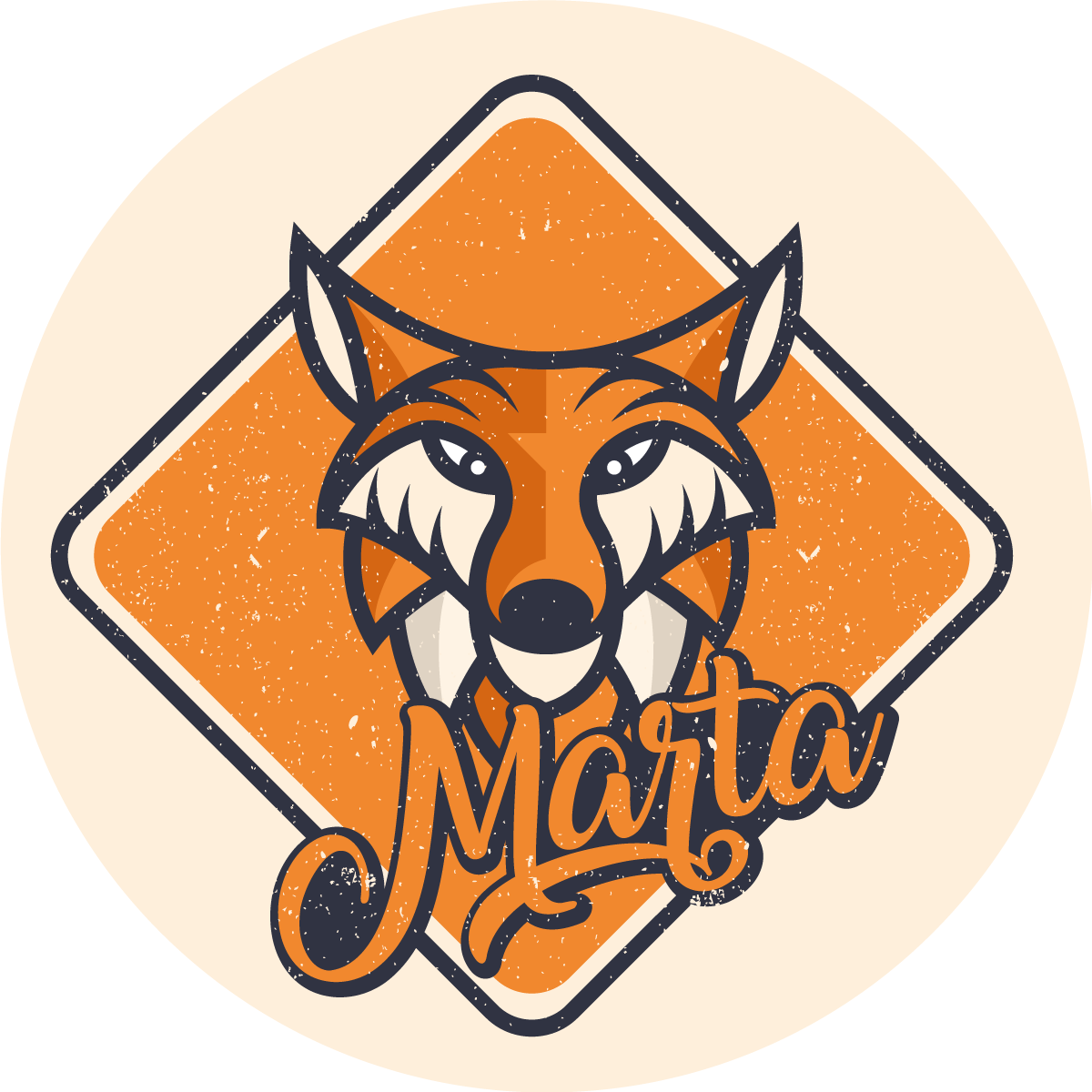 Přizpůsobitelná chytrá liška Vinylový koberec se jmény - TenStickers