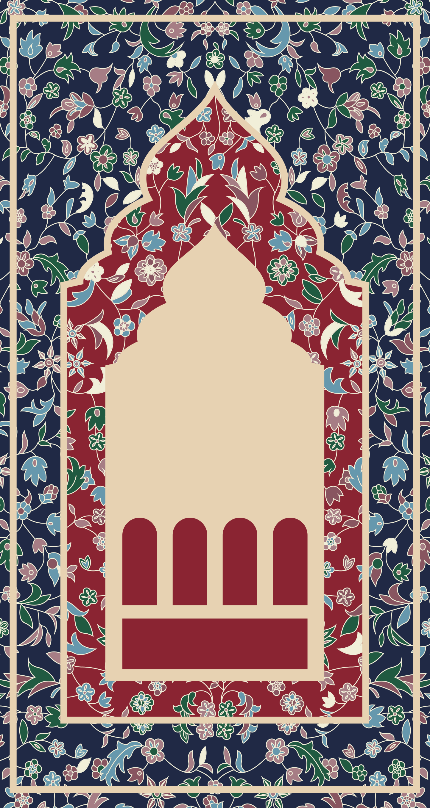 Květinový vzor perský styl Obdélníkový vinylový koberec - TenStickers