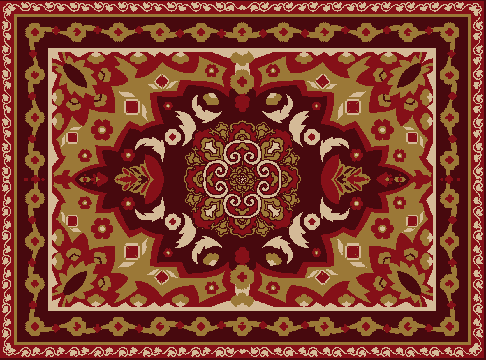 Vinylový koberec v jídelně s květinovým geometrickým vzorem - TenStickers