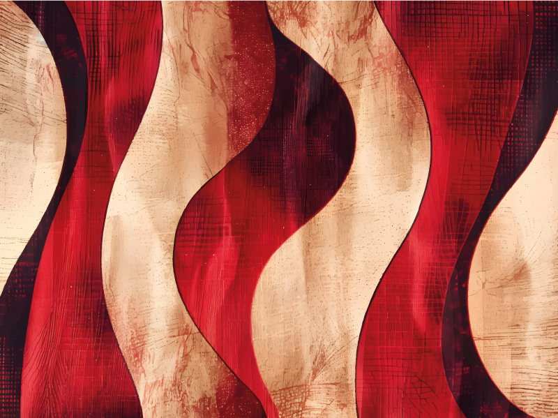 Moderní vlny vzor Červený vinylový koberec - TenStickers