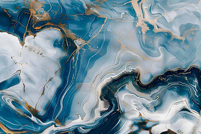 Tmavě modré a bílé barvy Mramorový vinylový koberec - TenStickers