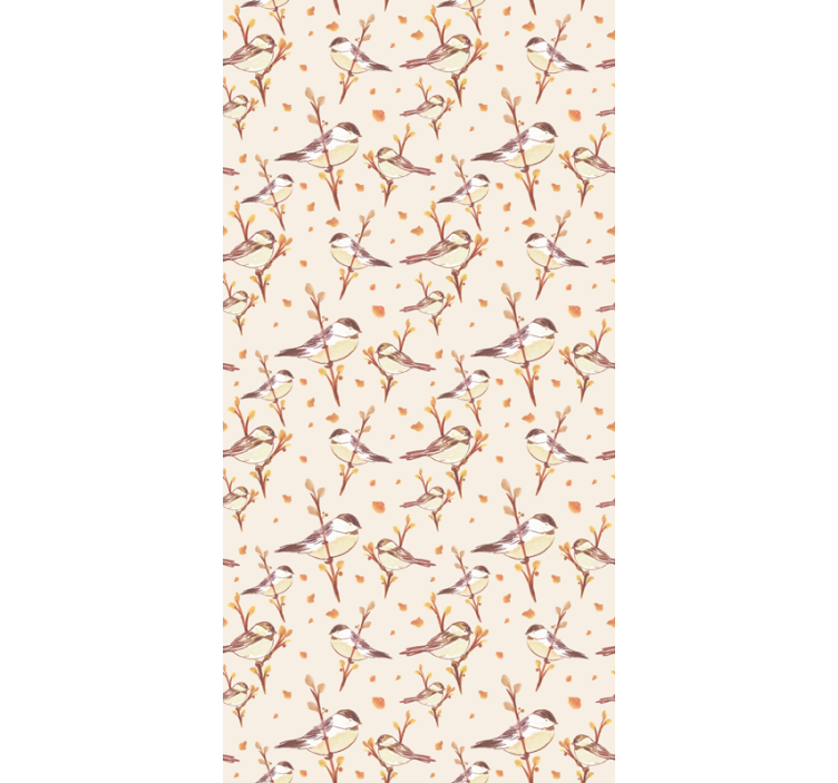 Tapeta do dětského pokoje ptáci na větvích aquarella - TenStickers