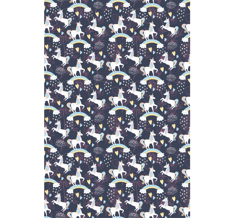 Tapeta do dětského pokoje růžoví jednorožci s květy - TenStickers