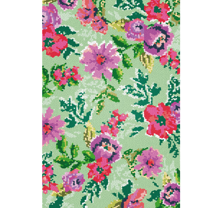 Květinová tapeta s mozaikovým vzorem - TenStickers