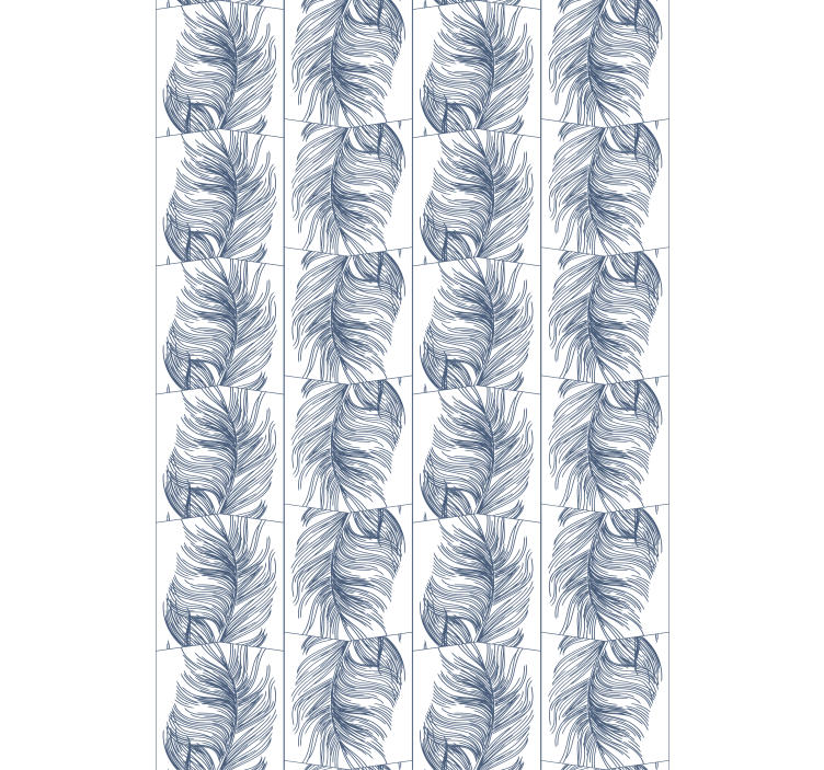 Moderní tapeta styl hampton modré peří - TenStickers