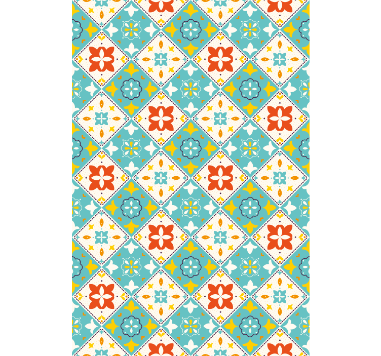 Tapeta do koupelny modro-bežové dlaždice - TenStickers