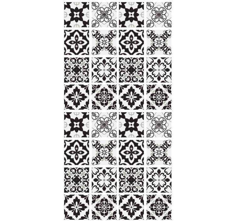 Kuchyňská tapeta černobílé dlaždice - TenStickers