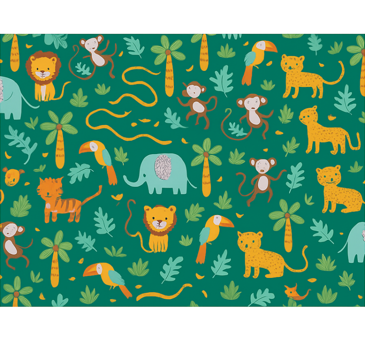 Tapeta do dětského pokoje roztomilý jednoduchý jungle design - TenStickers