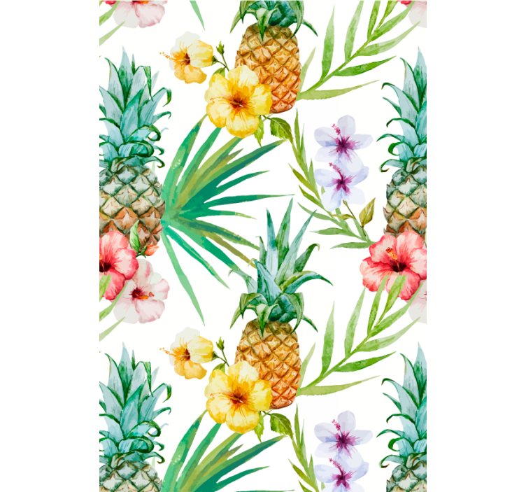 Květinová tapeta malovaný ananas - TenStickers
