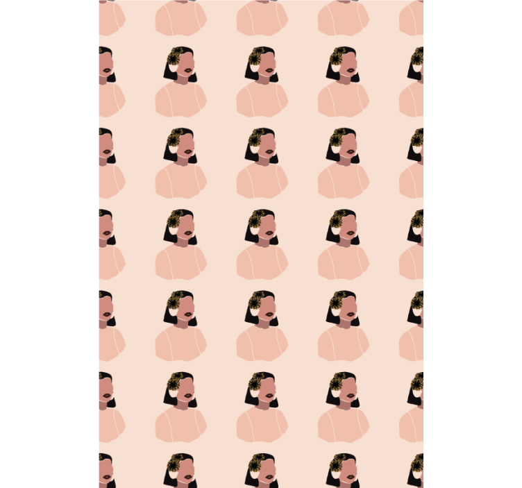 Květinová tapeta s obličejem slunečnice ženy - TenStickers