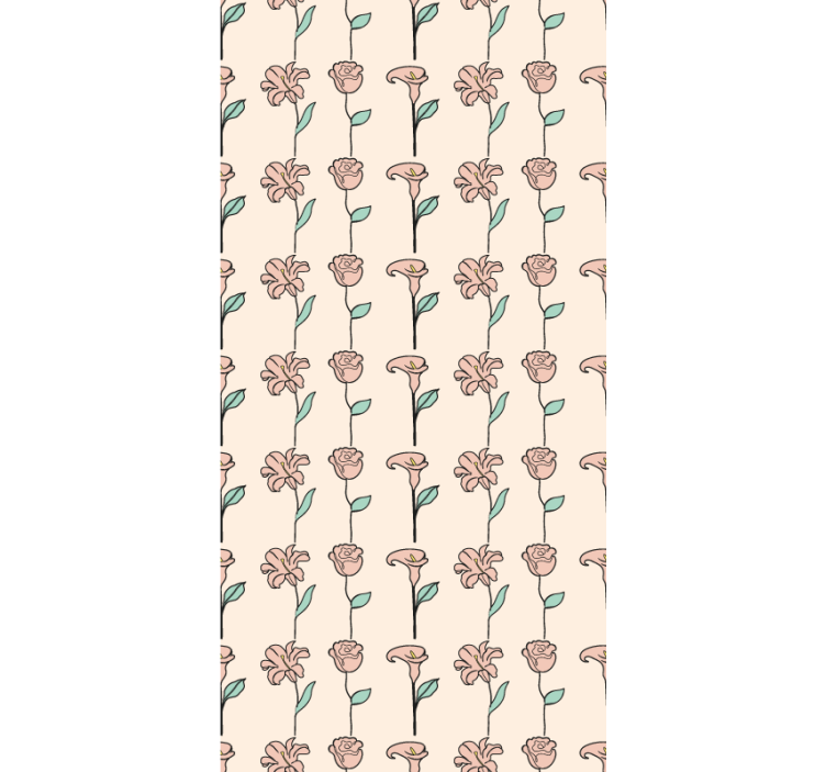 Květinový ornament tapeta originální minimalistické květiny - TenStickers